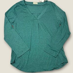 NWT Bulotus Chic Teal Long Sleeve V-Neck Top Size Large